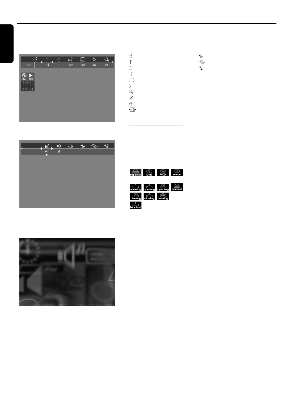 On screen display information, English | Philips DVD750/05 User Manual | Page 12 / 34