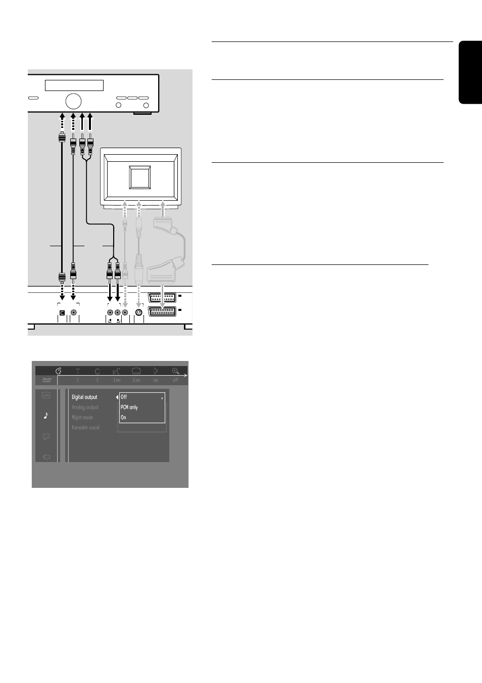 Connecting to optional equipment, English, Preparation 15 | Tv amplifier | Philips DVD750/05 User Manual | Page 15 / 34