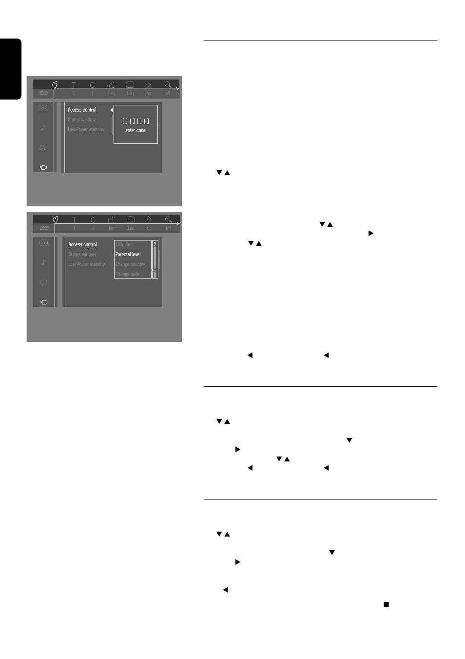 Access control; parental control (dvd- video only), Country, Changing the 4-digit code | Philips DVD750/05 User Manual | Page 22 / 34