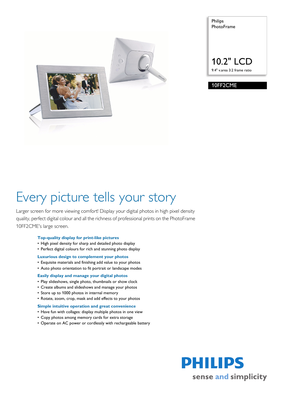 Philips 10FF2CME User Manual | 2 pages