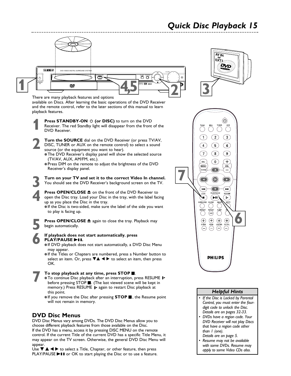 Quick disc playback 15 | Philips LX3000 User Manual | Page 15 / 44