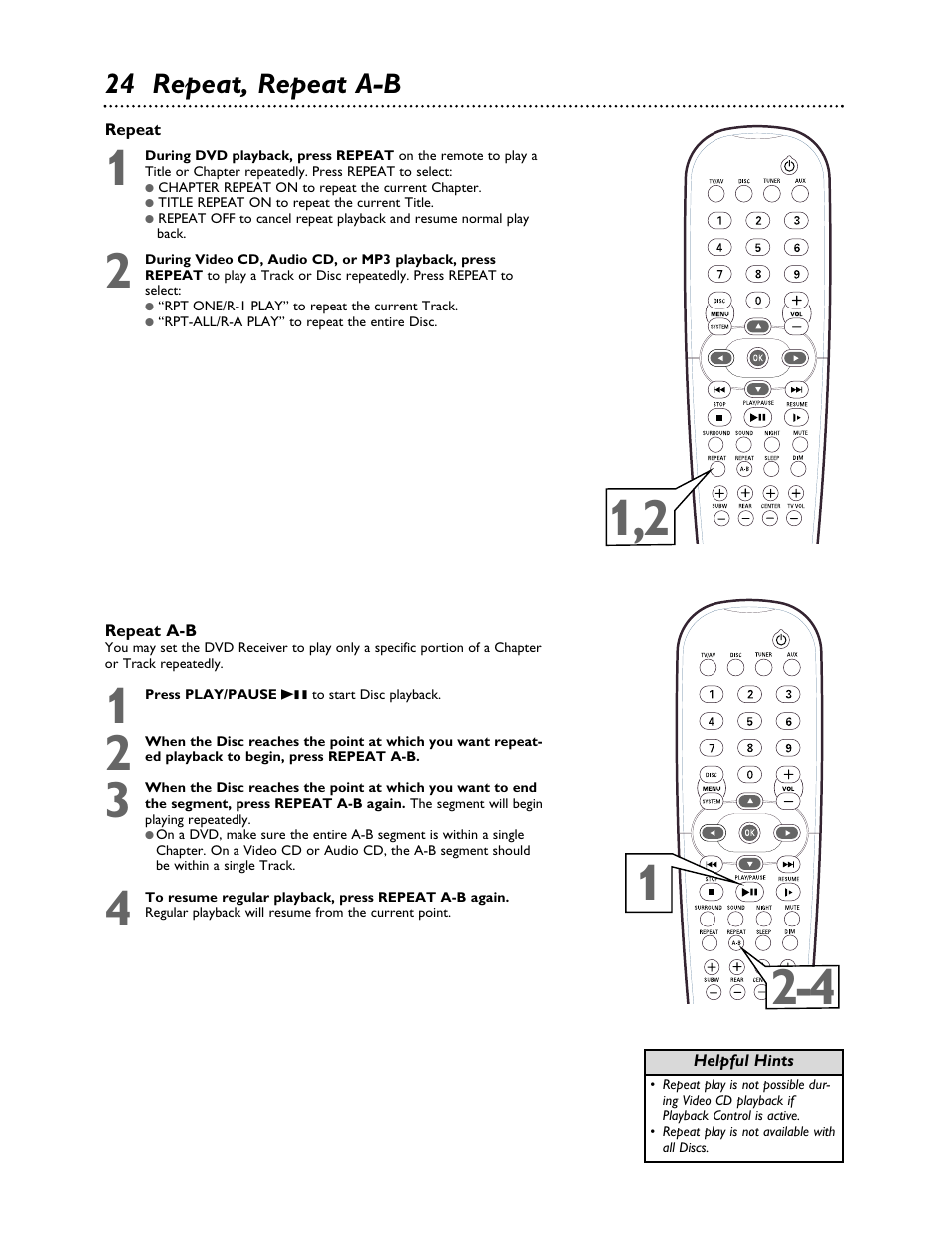 24 repeat, repeat a-b | Philips LX3000 User Manual | Page 24 / 44