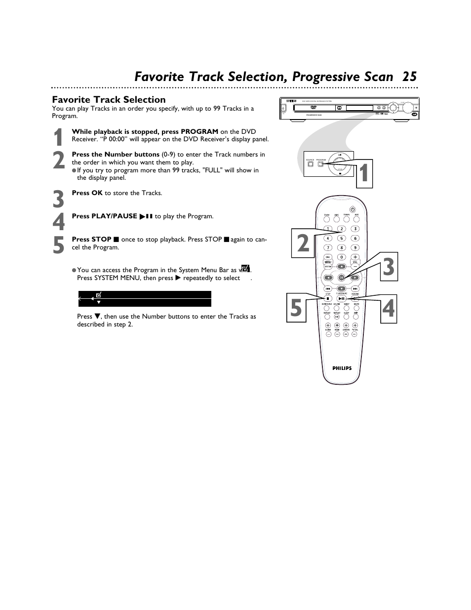 Favorite track selection, progressive scan 25 | Philips LX3000 User Manual | Page 25 / 44