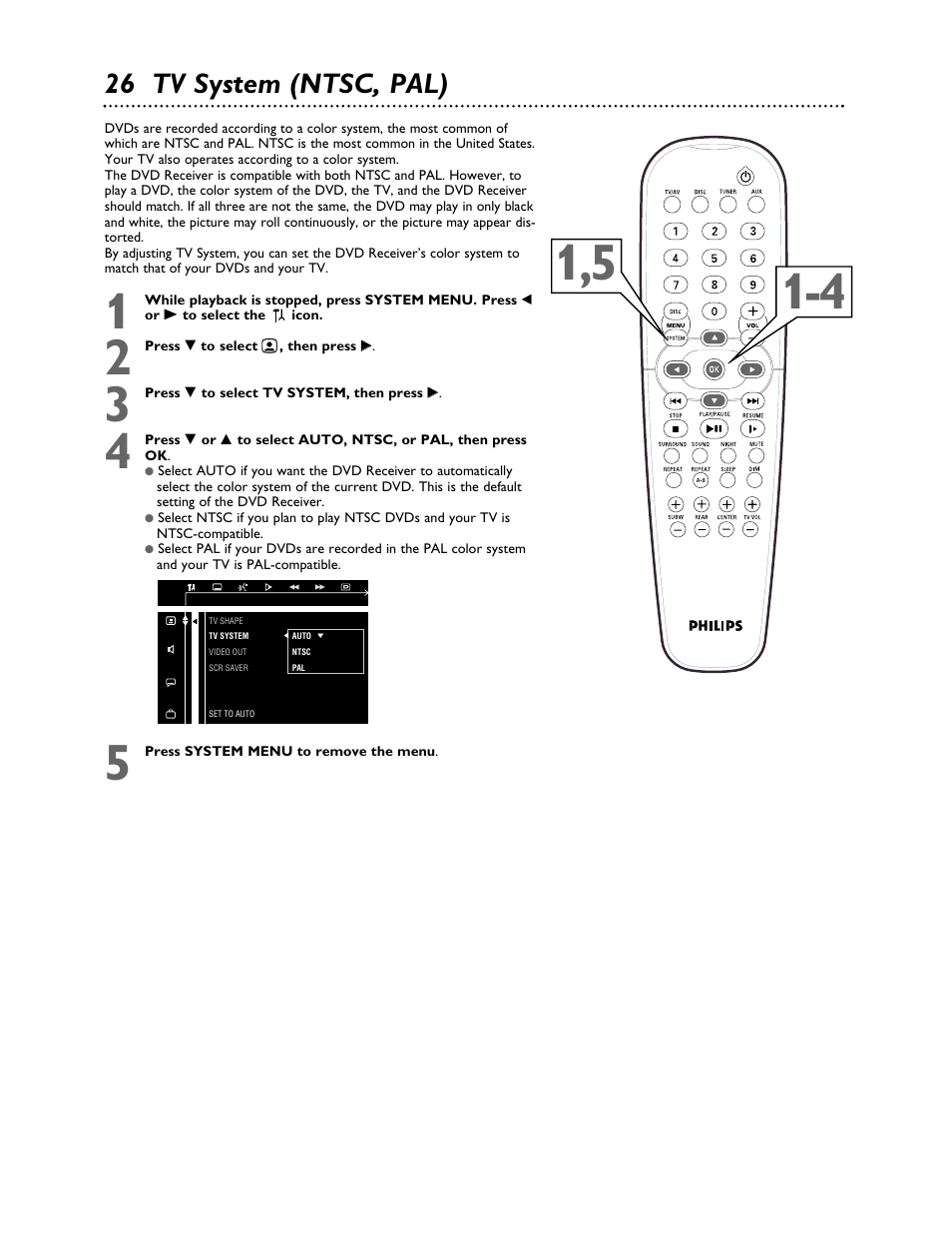 26 tv system (ntsc, pal) | Philips LX3000 User Manual | Page 26 / 44