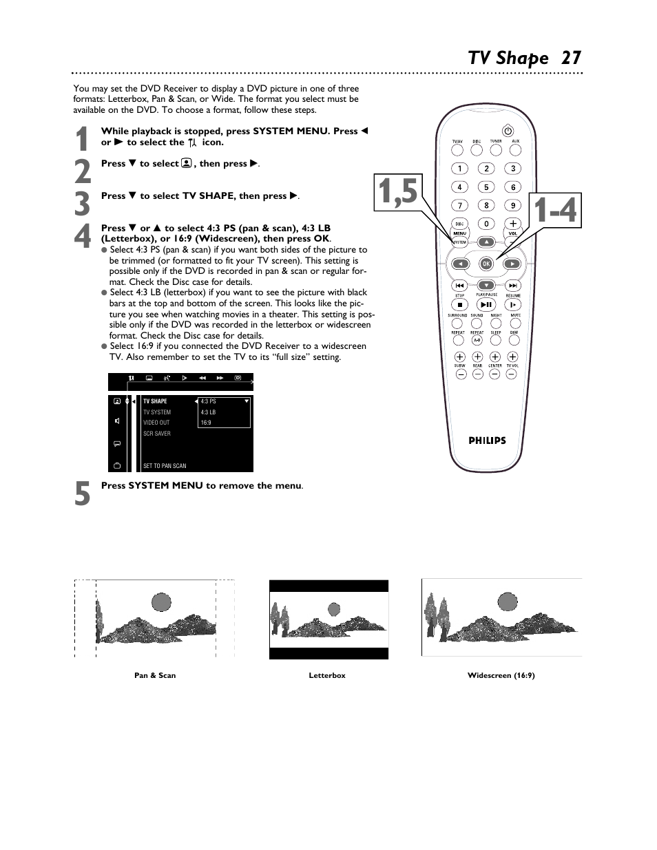 Tv shape 27 | Philips LX3000 User Manual | Page 27 / 44