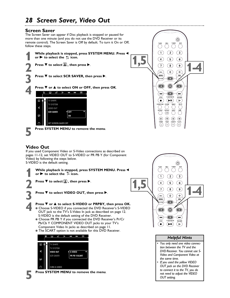 28 screen saver, video out | Philips LX3000 User Manual | Page 28 / 44