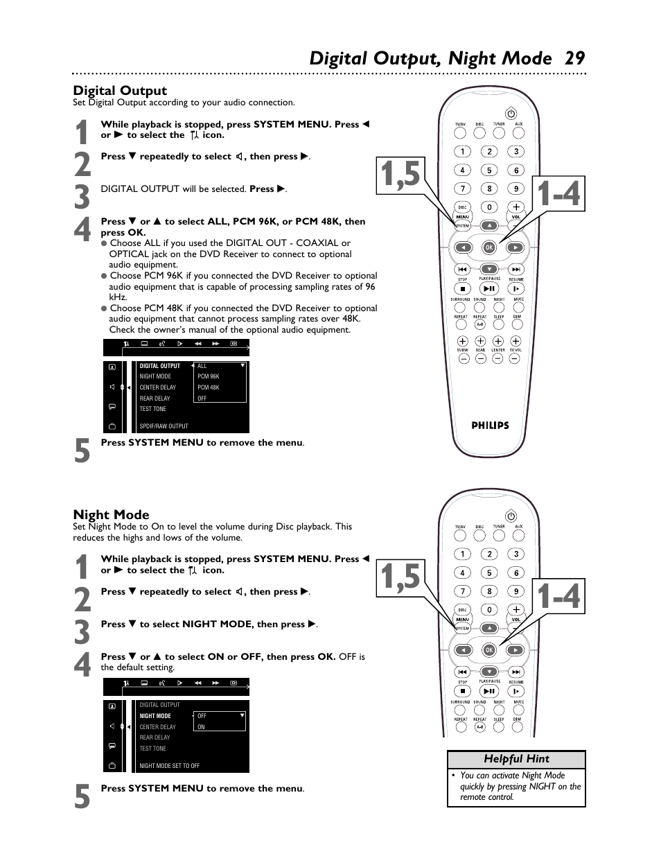 Digital output, night mode 29 | Philips LX3000 User Manual | Page 29 / 44