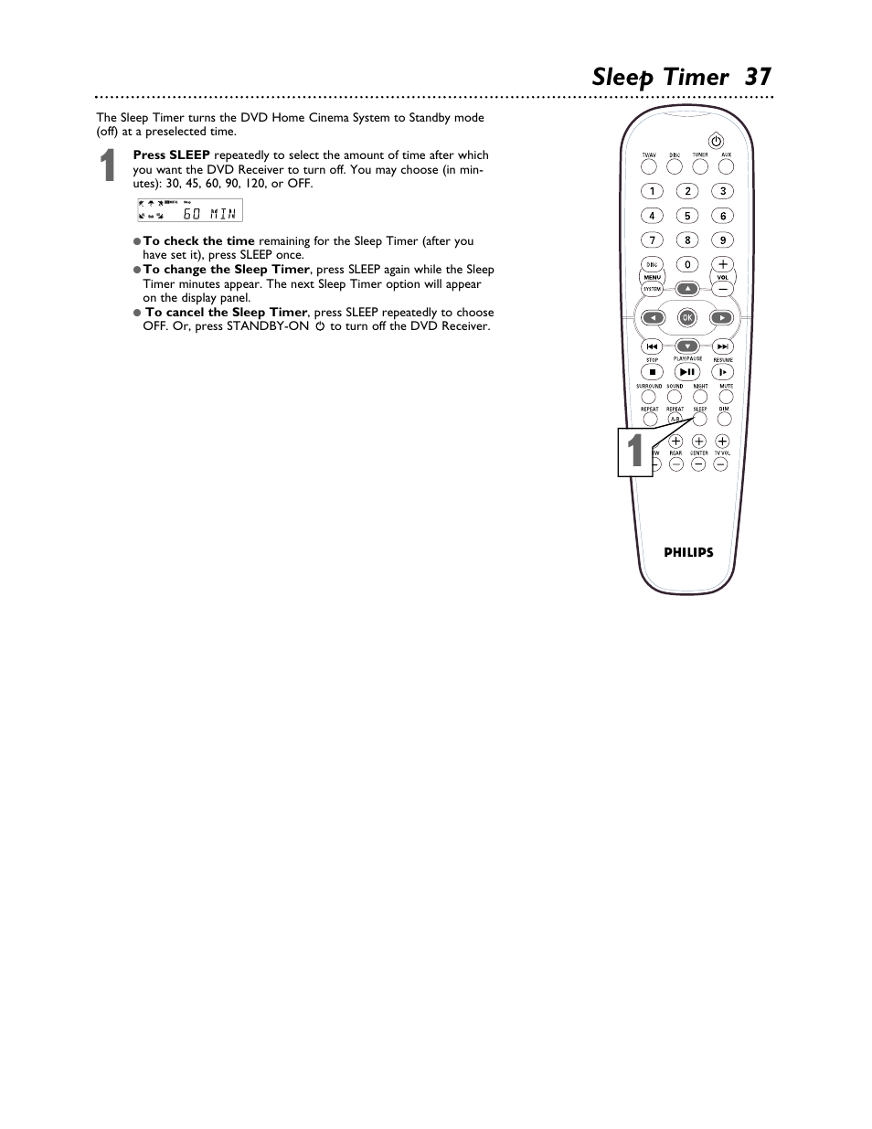 Sleep timer 37 | Philips LX3000 User Manual | Page 37 / 44