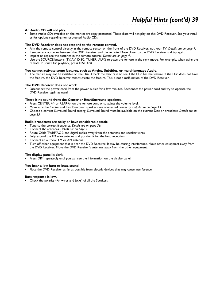 Helpful hints (cont’d) 39 | Philips LX3000 User Manual | Page 39 / 44