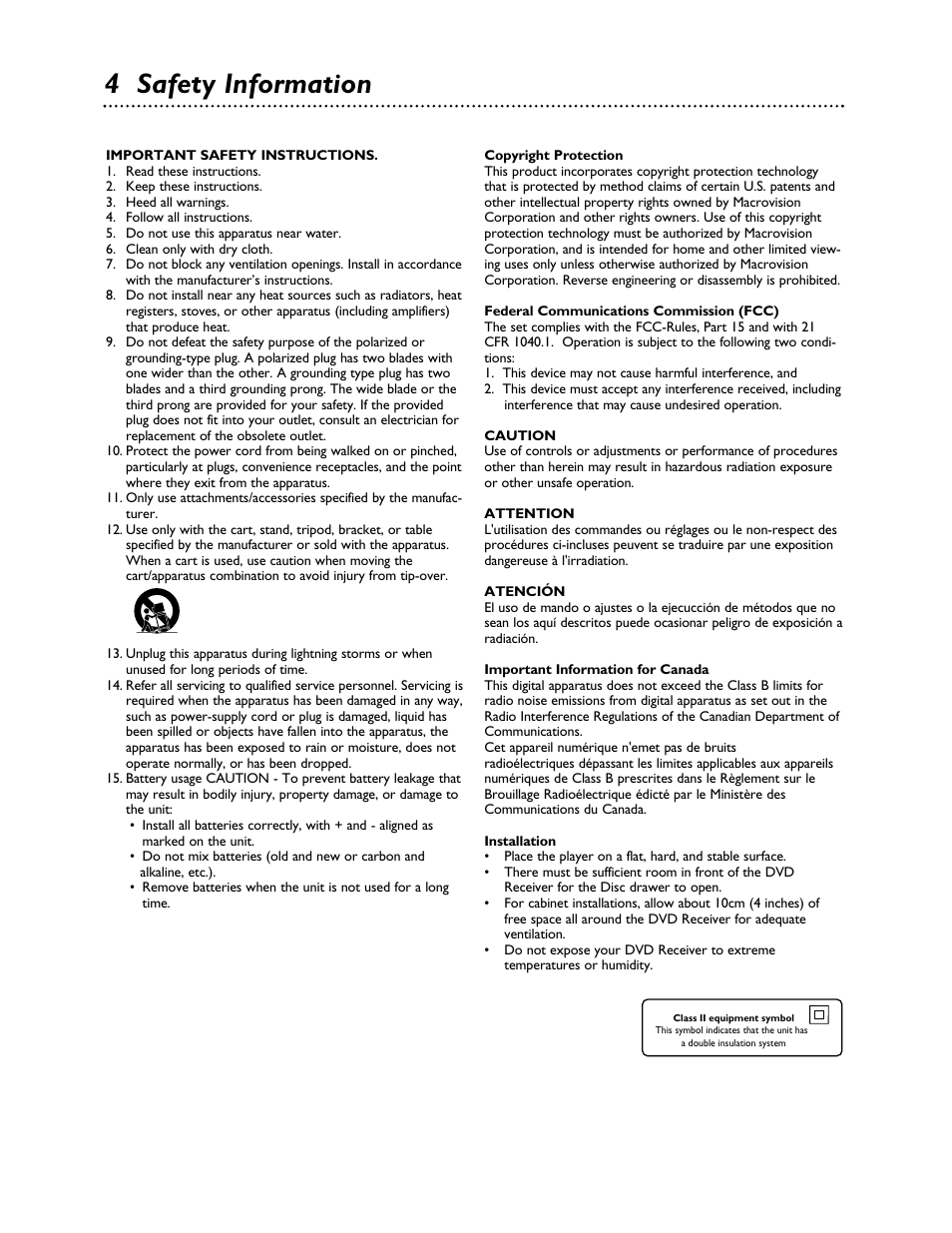 4 safety information | Philips LX3000 User Manual | Page 4 / 44