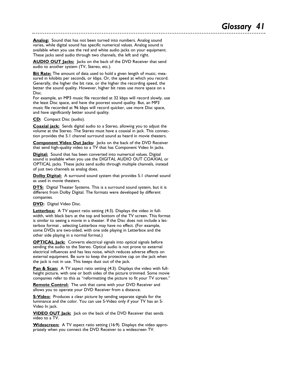 Glossary 41 | Philips LX3000 User Manual | Page 41 / 44
