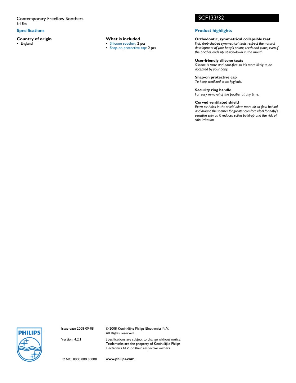 Philips SCF133/32 User Manual | Page 2 / 2