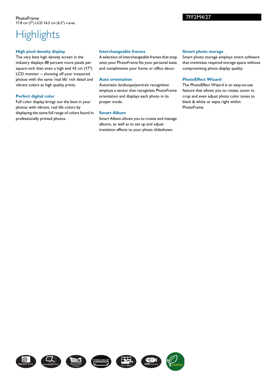 Highlights | Philips 7FF2M4 User Manual | Page 2 / 3