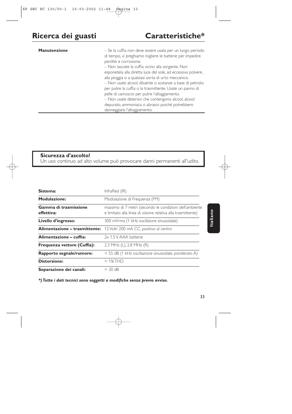 Ricerca dei guasti caratteristiche | Philips SBC HC130 User Manual | Page 33 / 86