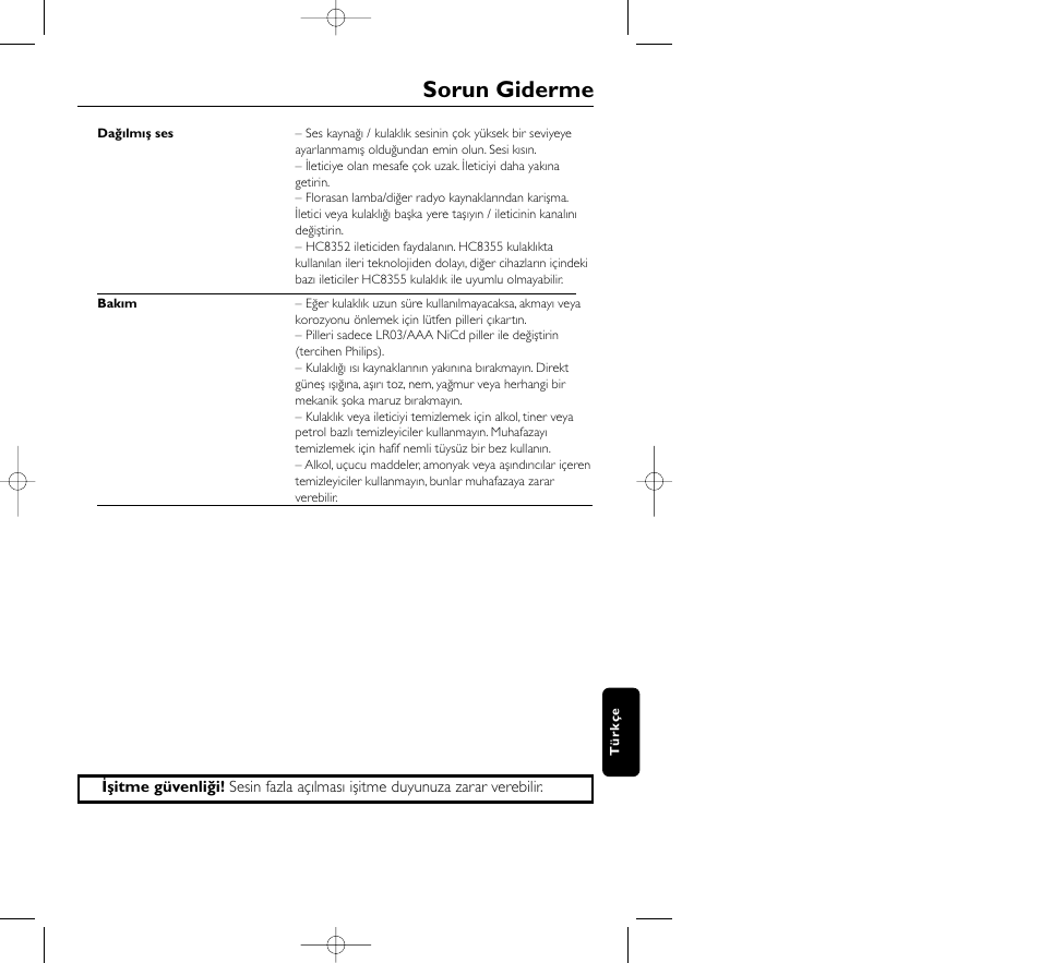 Sorun giderme | Philips HC8350 User Manual | Page 107 / 117