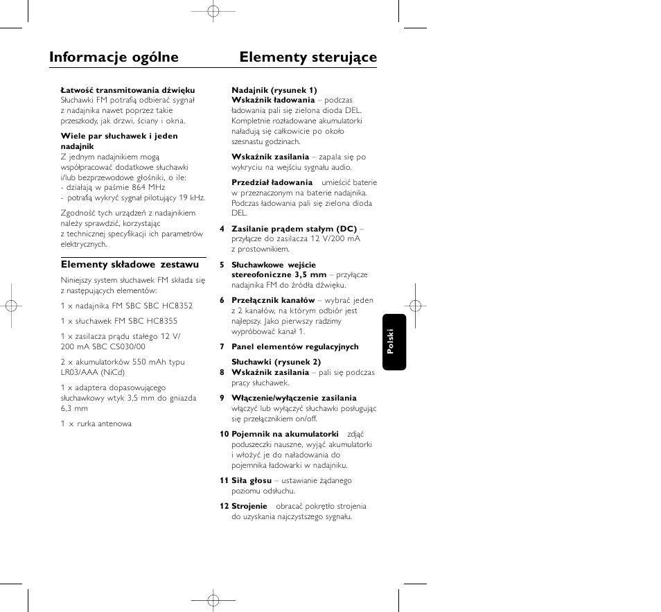 Informacje ogólne elementy sterujące | Philips HC8350 User Manual | Page 89 / 117