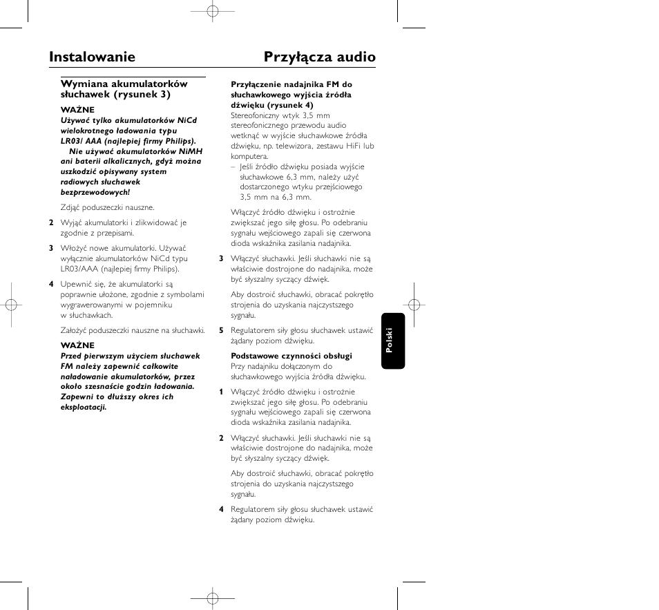 Instalowanie przyłącza audio | Philips HC8350 User Manual | Page 91 / 117