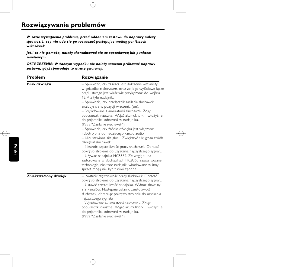 Rozwiązywanie problemów | Philips HC8350 User Manual | Page 92 / 117