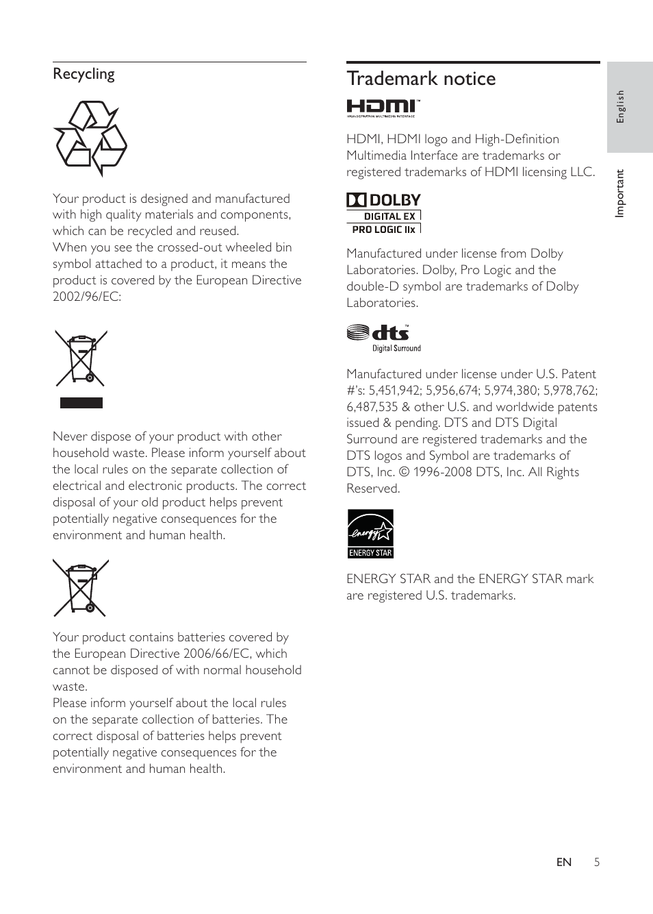 Philips HTR5224 User Manual | Page 5 / 26