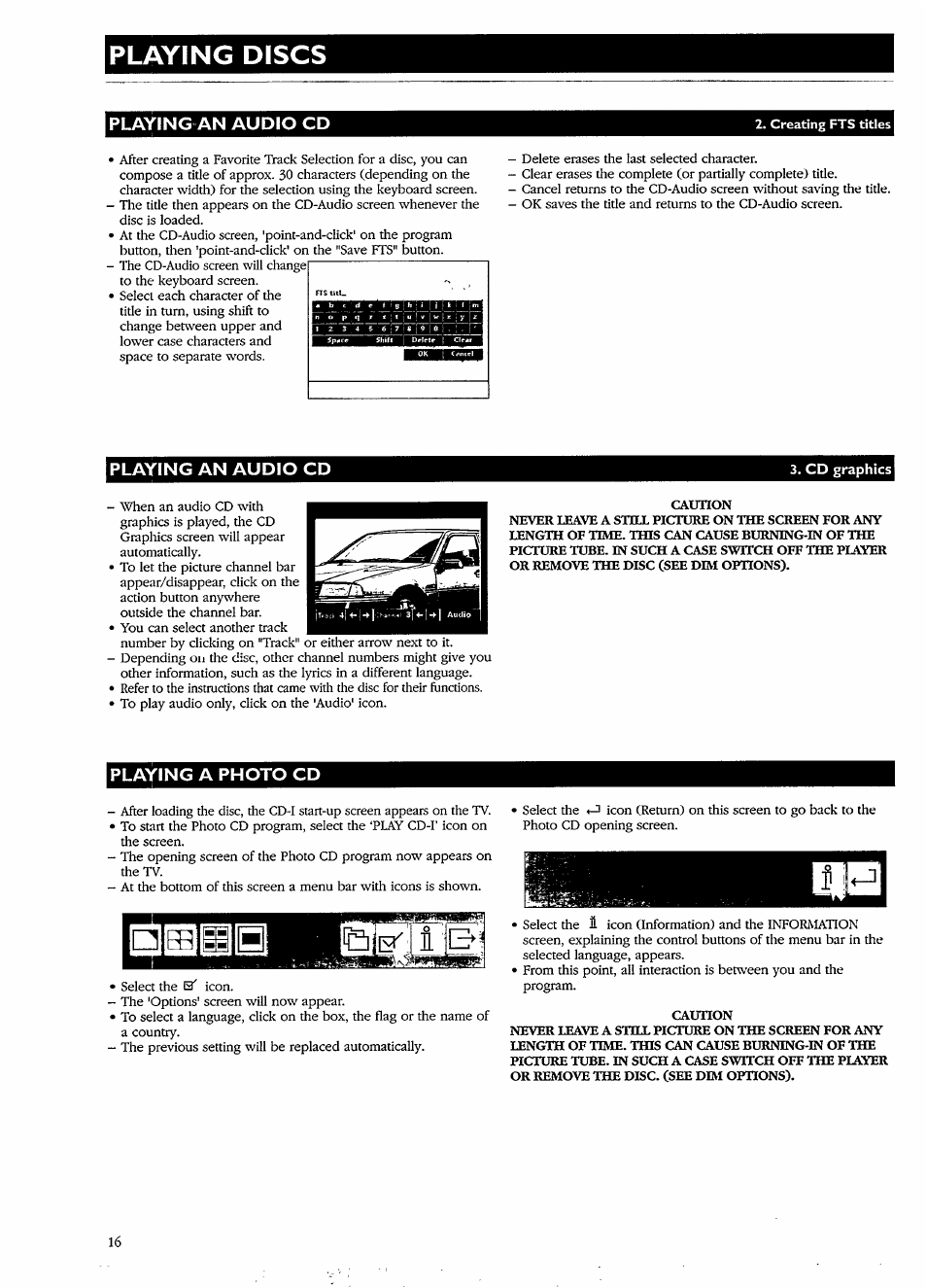 Playing an audio cd, Playing a photo cd, Playing discs | Philips CDI550 User Manual | Page 16 / 20