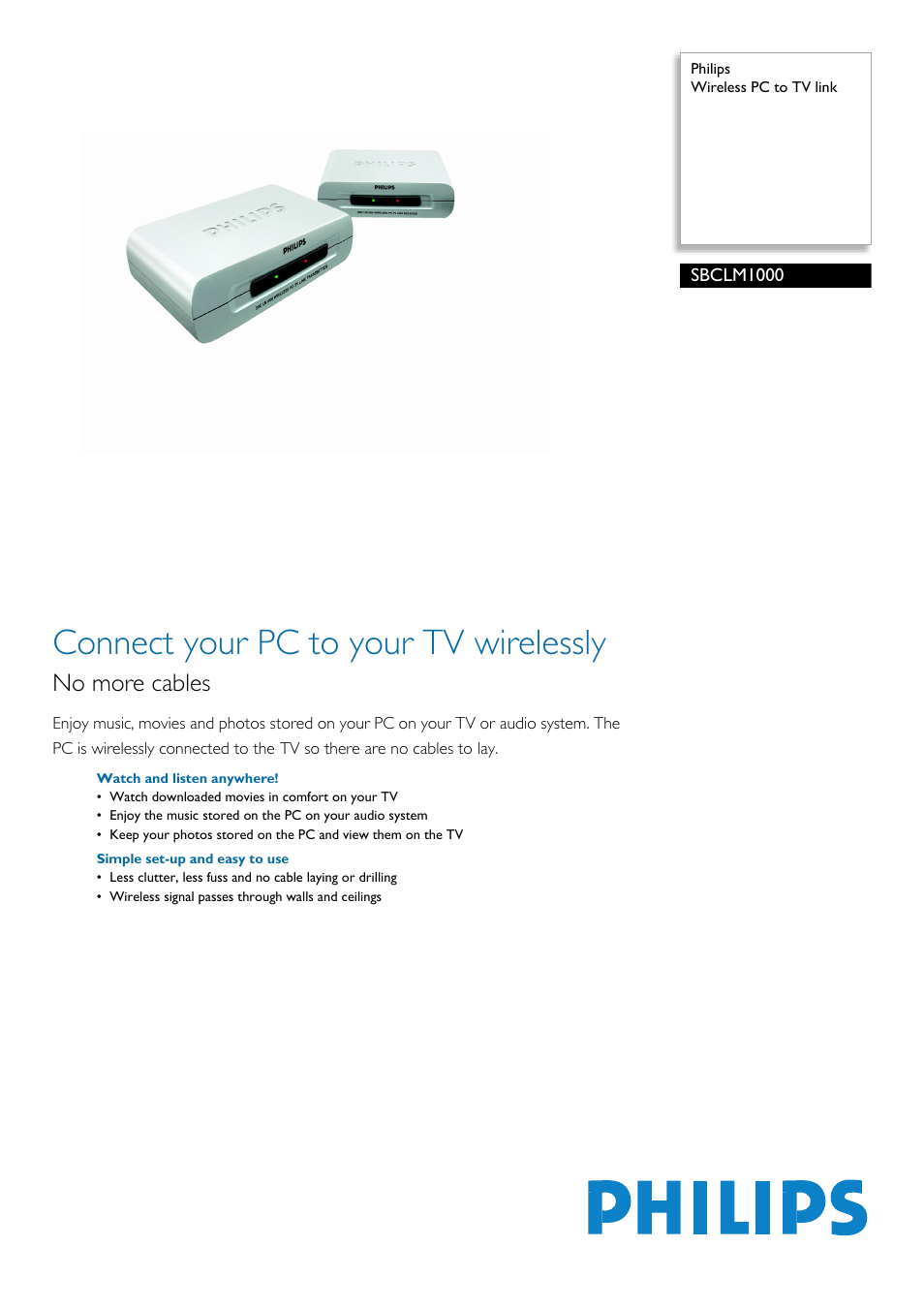 Philips SBCLM1000 User Manual | 2 pages