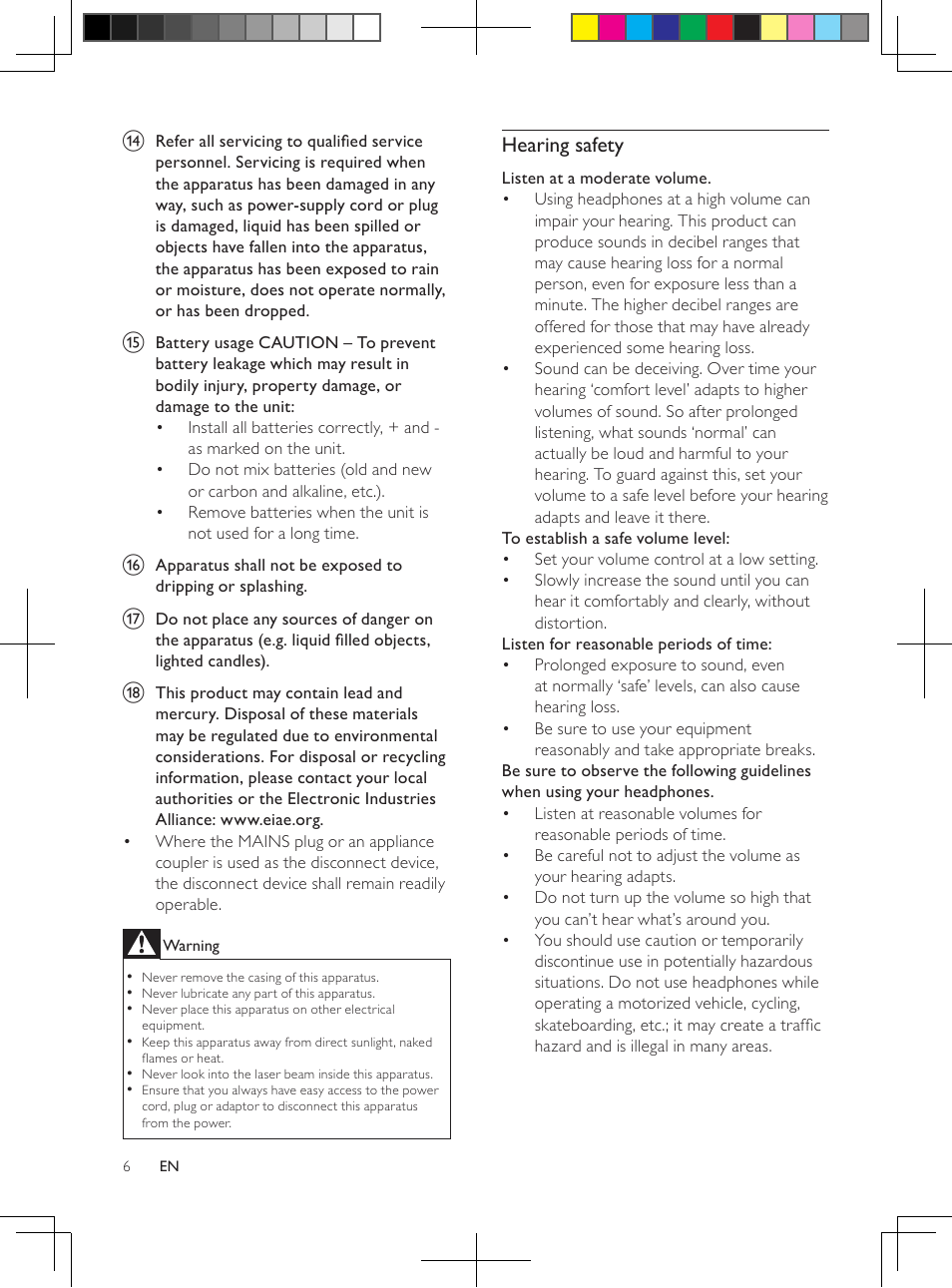 Hearing safety | Philips DCM250/37 User Manual | Page 6 / 28