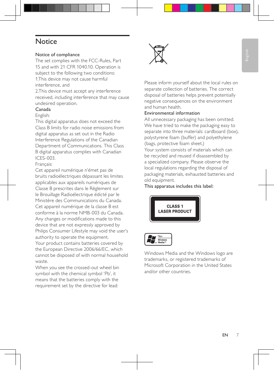 Notice | Philips DCM250/37 User Manual | Page 7 / 28