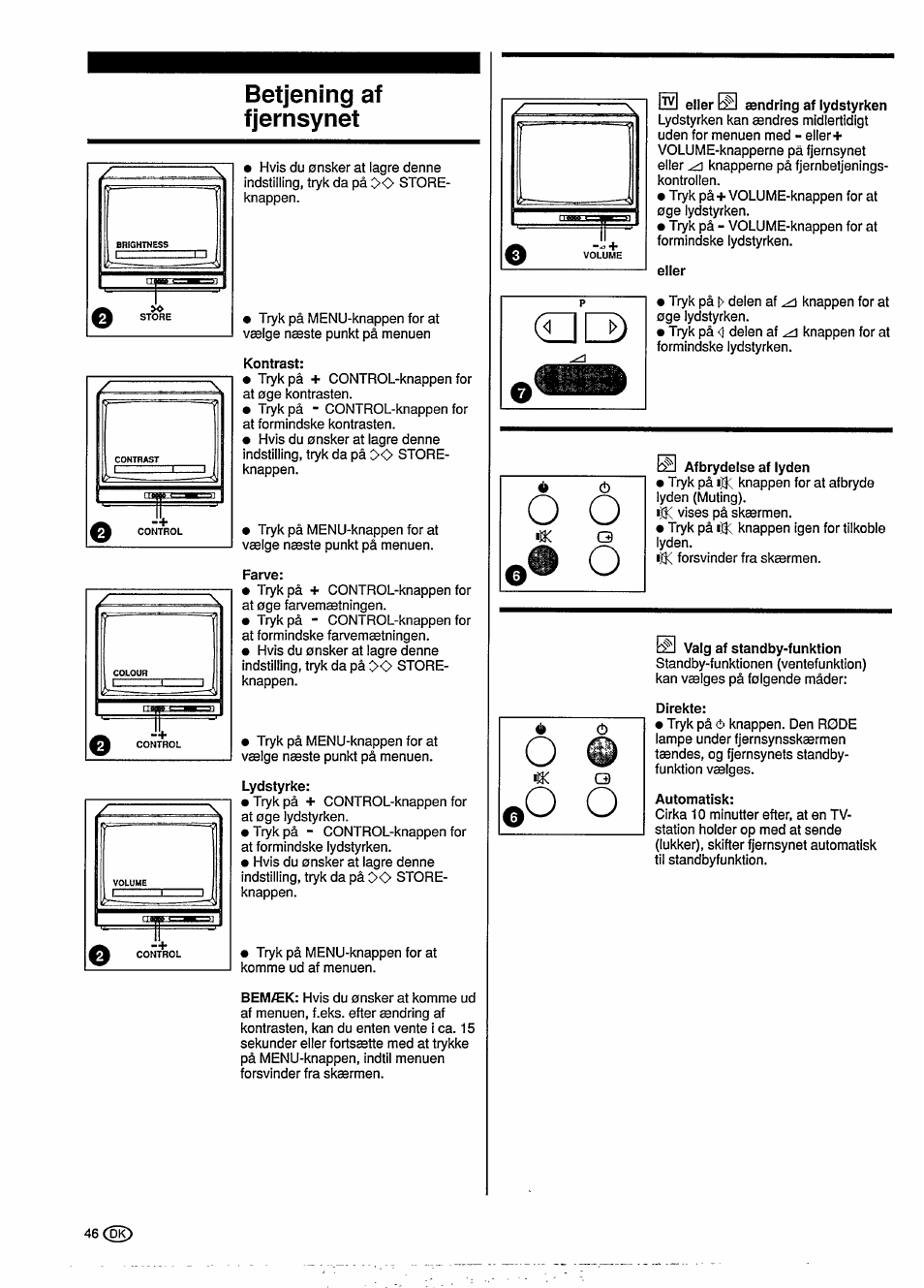 Betjening af fjernsynet | Philips 20GR1250 User Manual | Page 8 / 14
