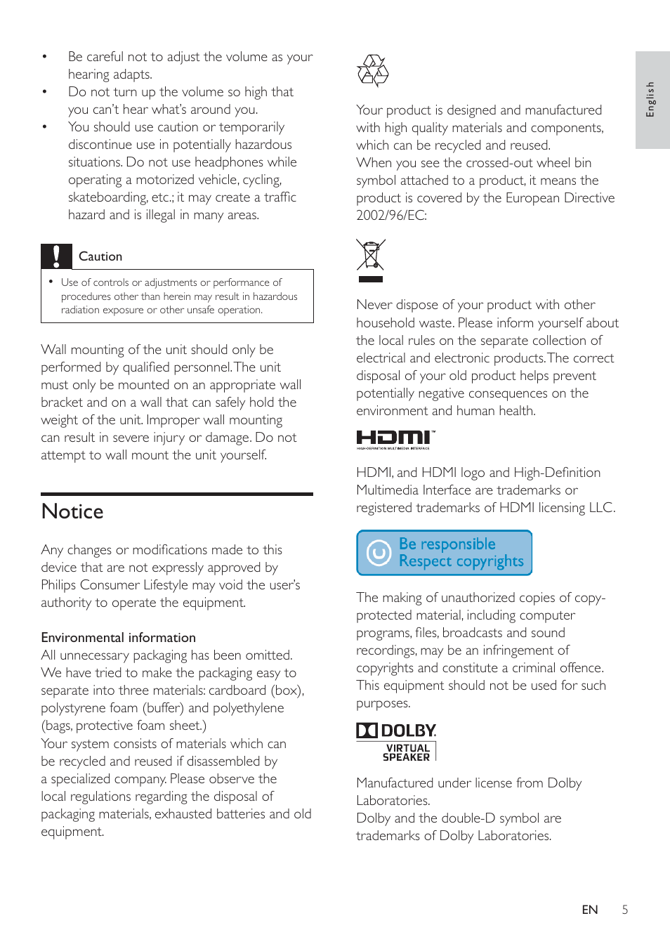 Notice | Philips HSB2351/98 User Manual | Page 4 / 36