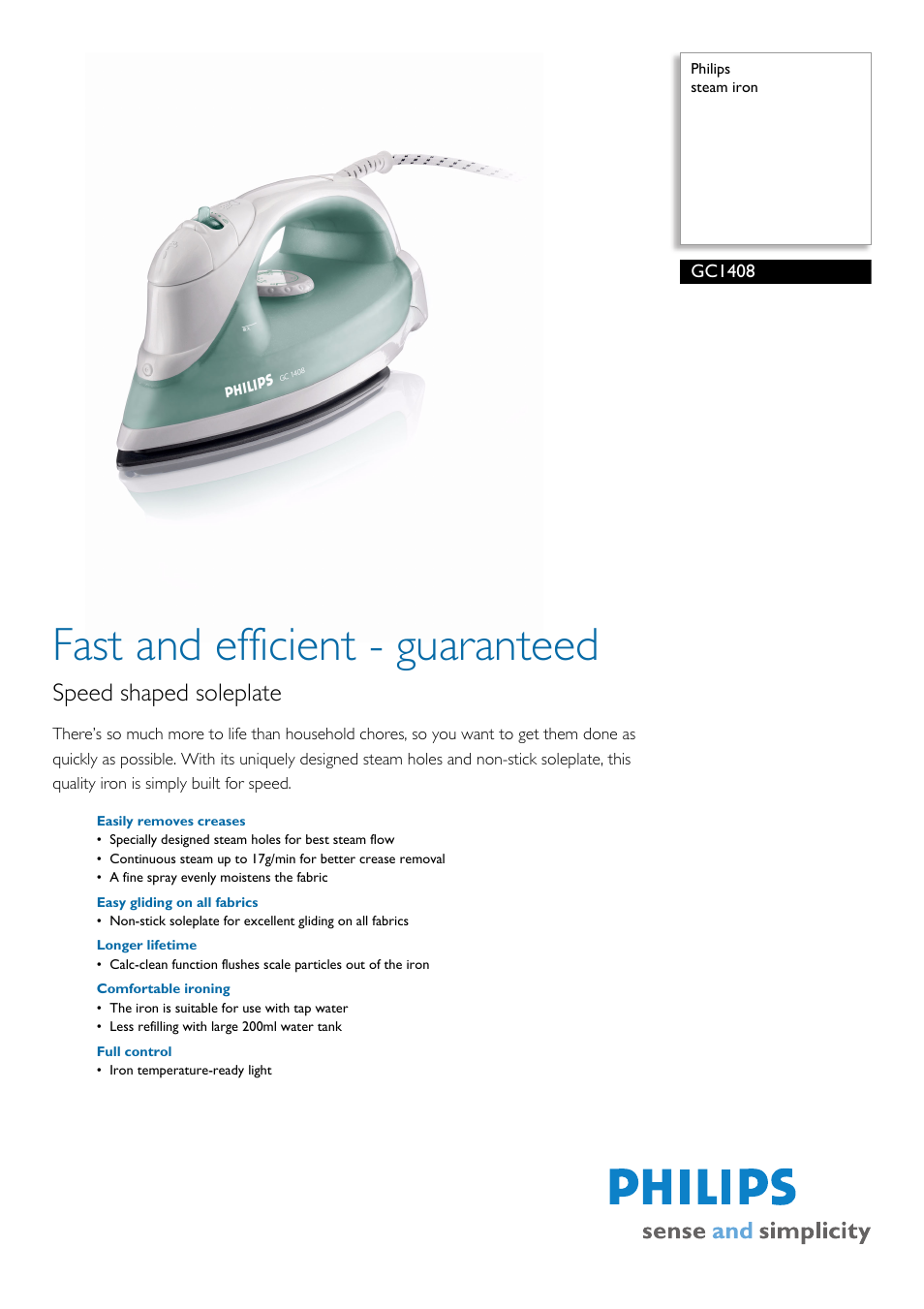 Philips GC1408 User Manual | 2 pages