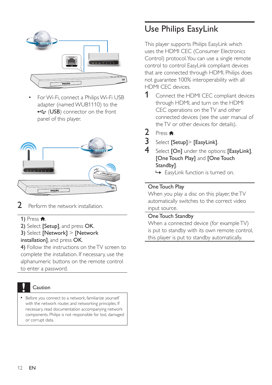 Use philips easylink | Philips BDP2980 User Manual | Page 12 / 22