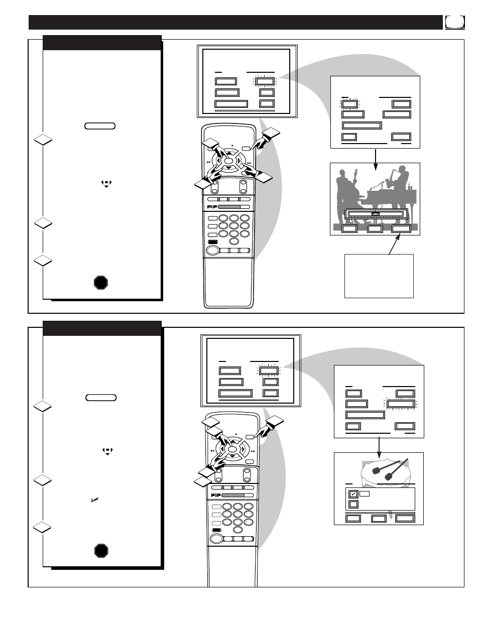 Ound, Ontrol, Djustments | Stop | Philips MAGNAVOX 9P5531C1 User Manual | Page 23 / 52