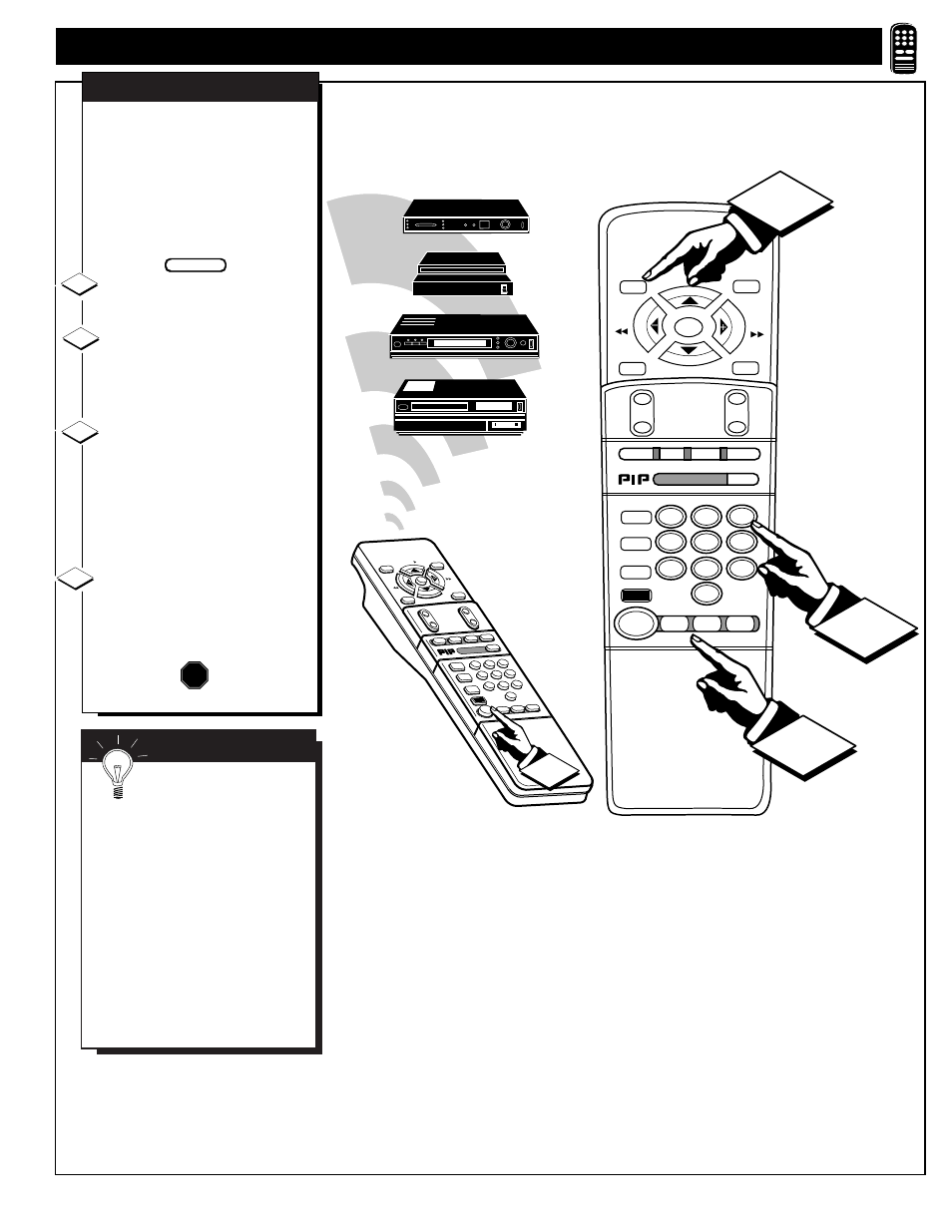 Tv r, Etting the, Emote to | Ccessory, Evices, Contin, Stop, Direct access method | Philips MAGNAVOX 9P5531C1 User Manual | Page 35 / 52