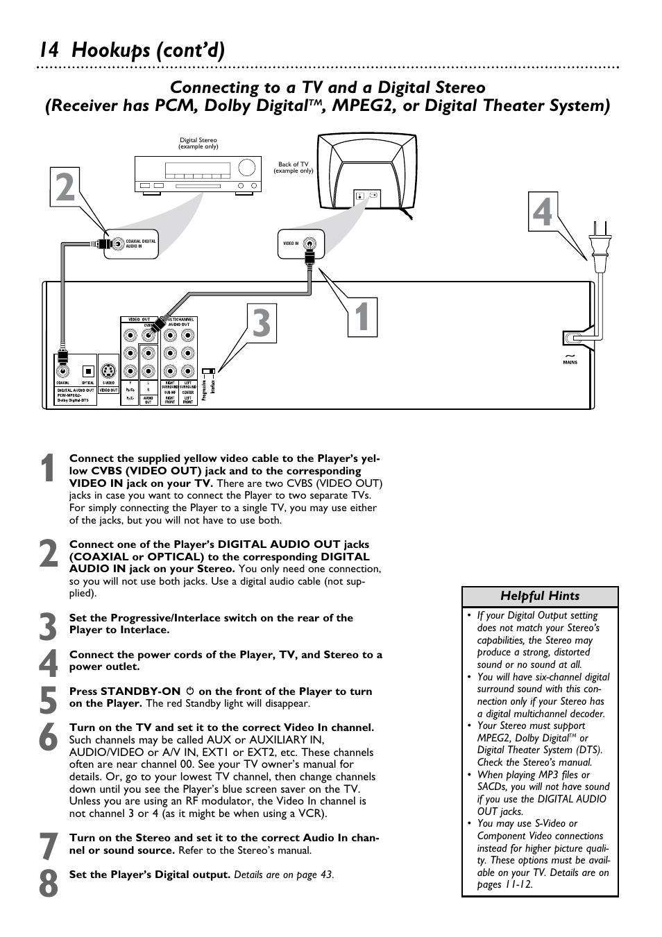 14 hookups (cont’d) | Philips DVD795SA User Manual | Page 14 / 56