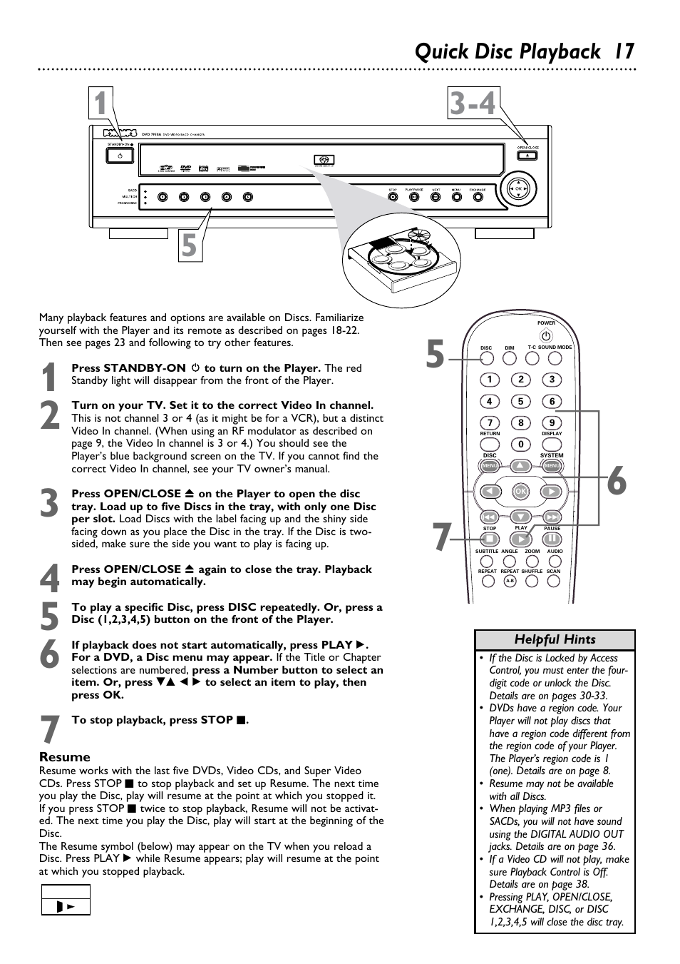 Quick disc playback 17 | Philips DVD795SA User Manual | Page 17 / 56