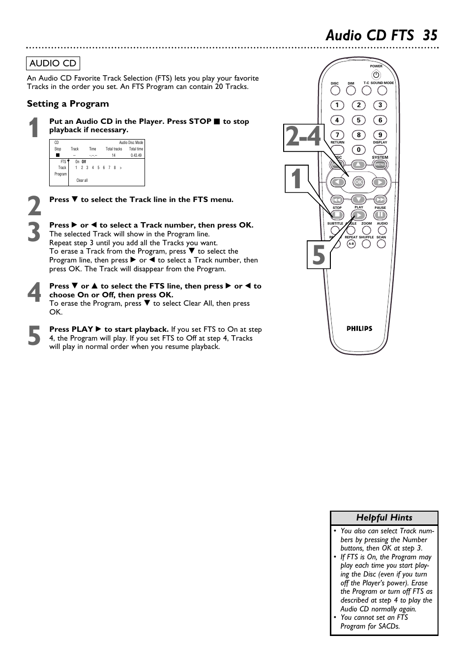 Audio cd fts 35 | Philips DVD795SA User Manual | Page 35 / 56