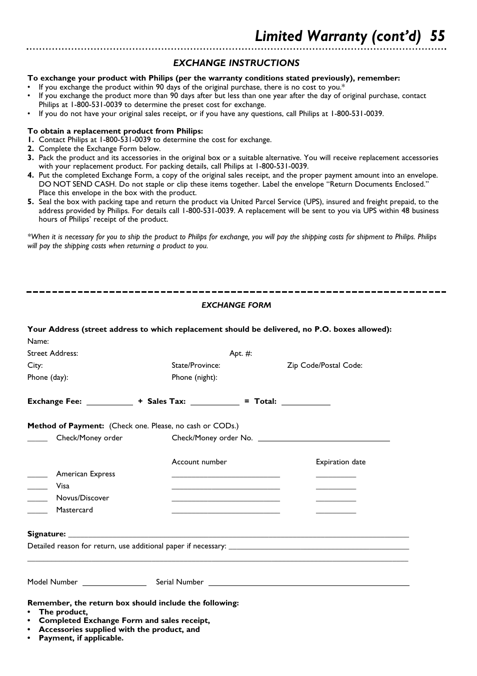 Limited warranty (cont’d) 55 | Philips DVD795SA User Manual | Page 55 / 56