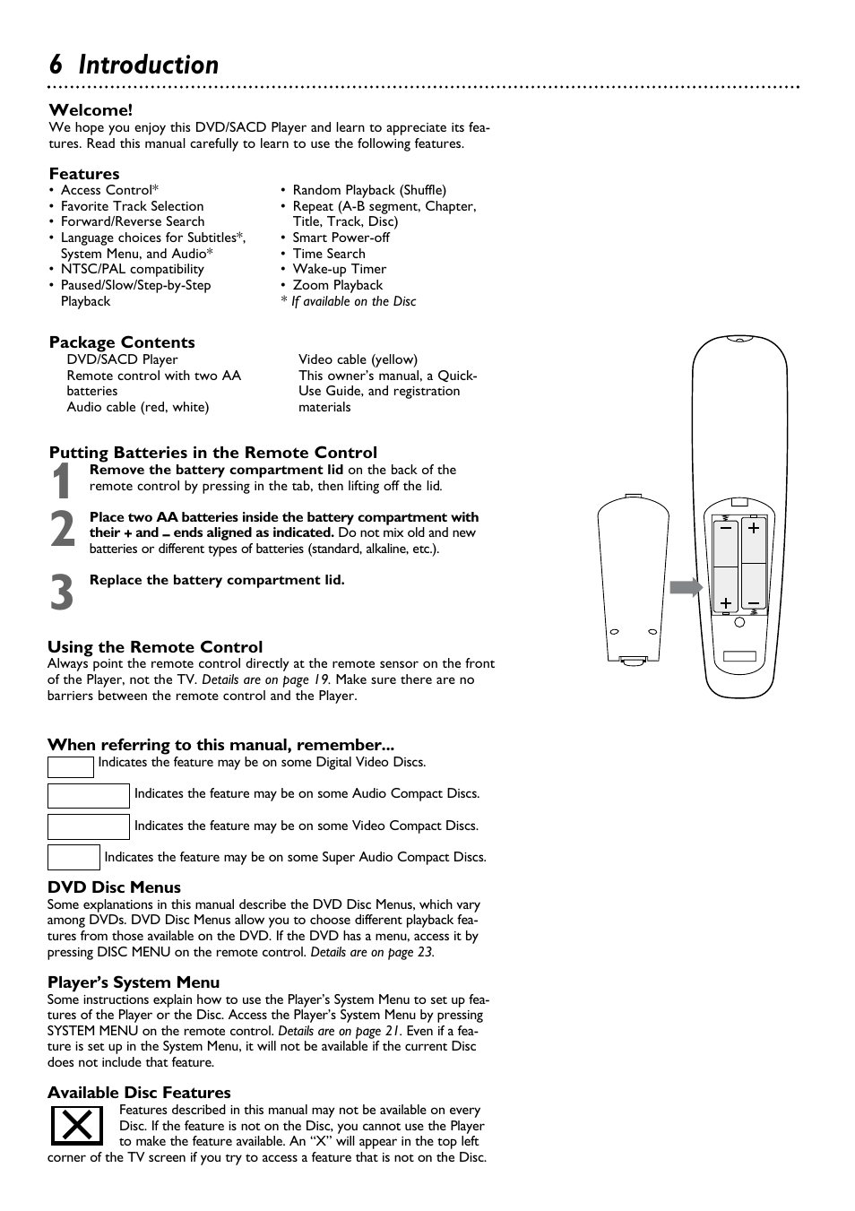 6 introduction | Philips DVD795SA User Manual | Page 6 / 56