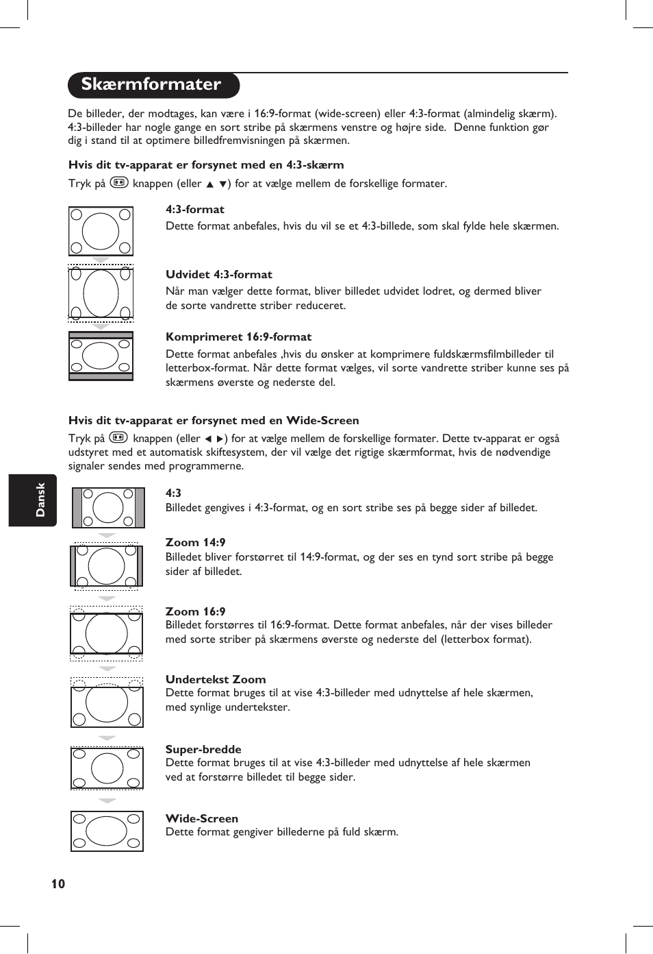 Skærmformater | Philips 20PF User Manual | Page 148 / 272