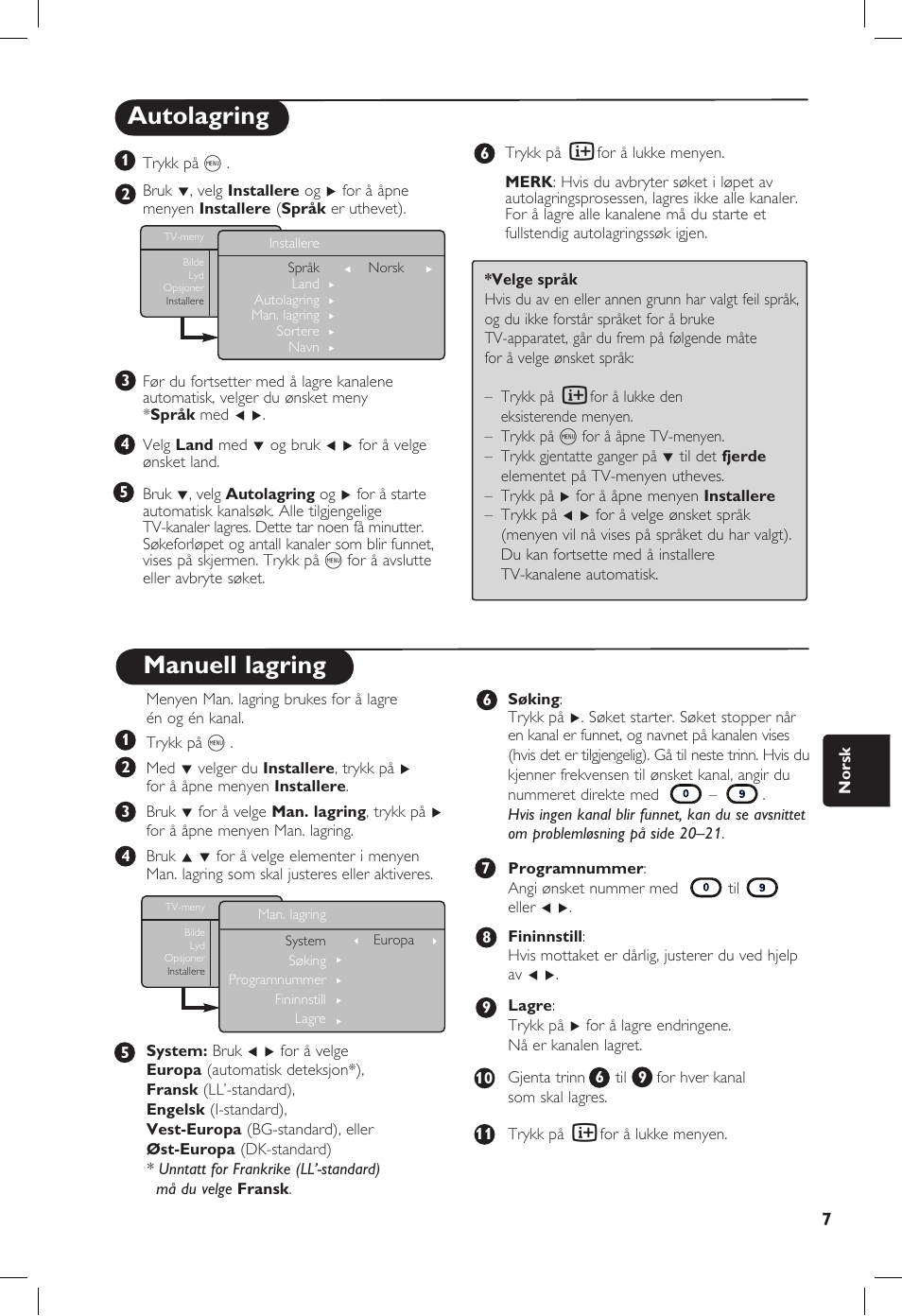 Manuell lagring, Autolagring | Philips 20PF User Manual | Page 167 / 272