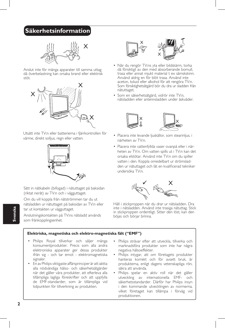 Säkerhetsinformation | Philips 20PF User Manual | Page 184 / 272