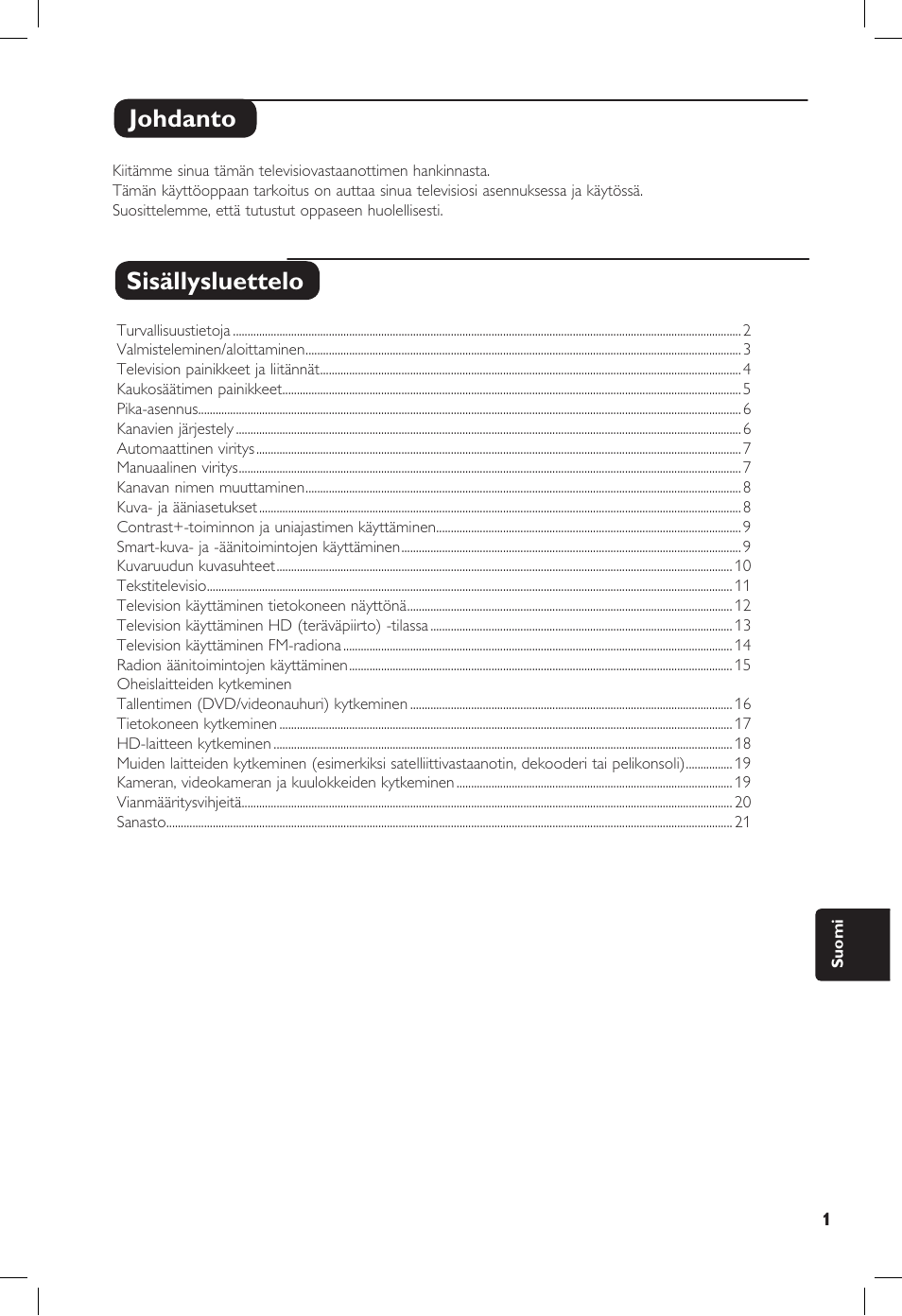 Johdanto sisällysluettelo | Philips 20PF User Manual | Page 205 / 272