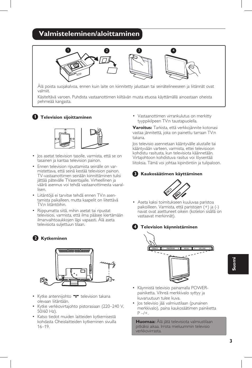 Valmisteleminen/aloittaminen | Philips 20PF User Manual | Page 207 / 272