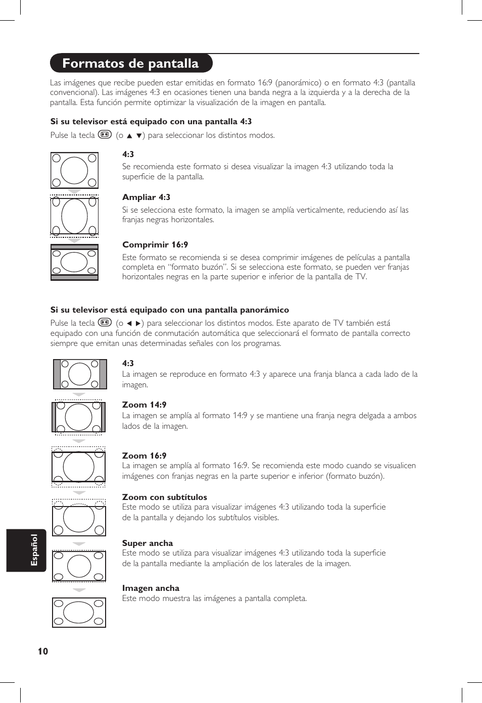 Formatos de pantalla | Philips 20PF User Manual | Page 236 / 272