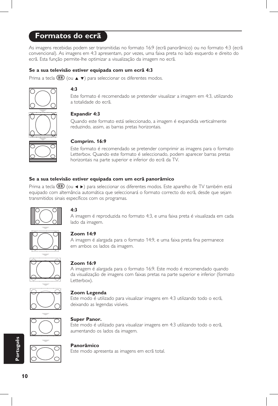 Formatos do ecrã | Philips 20PF User Manual | Page 258 / 272