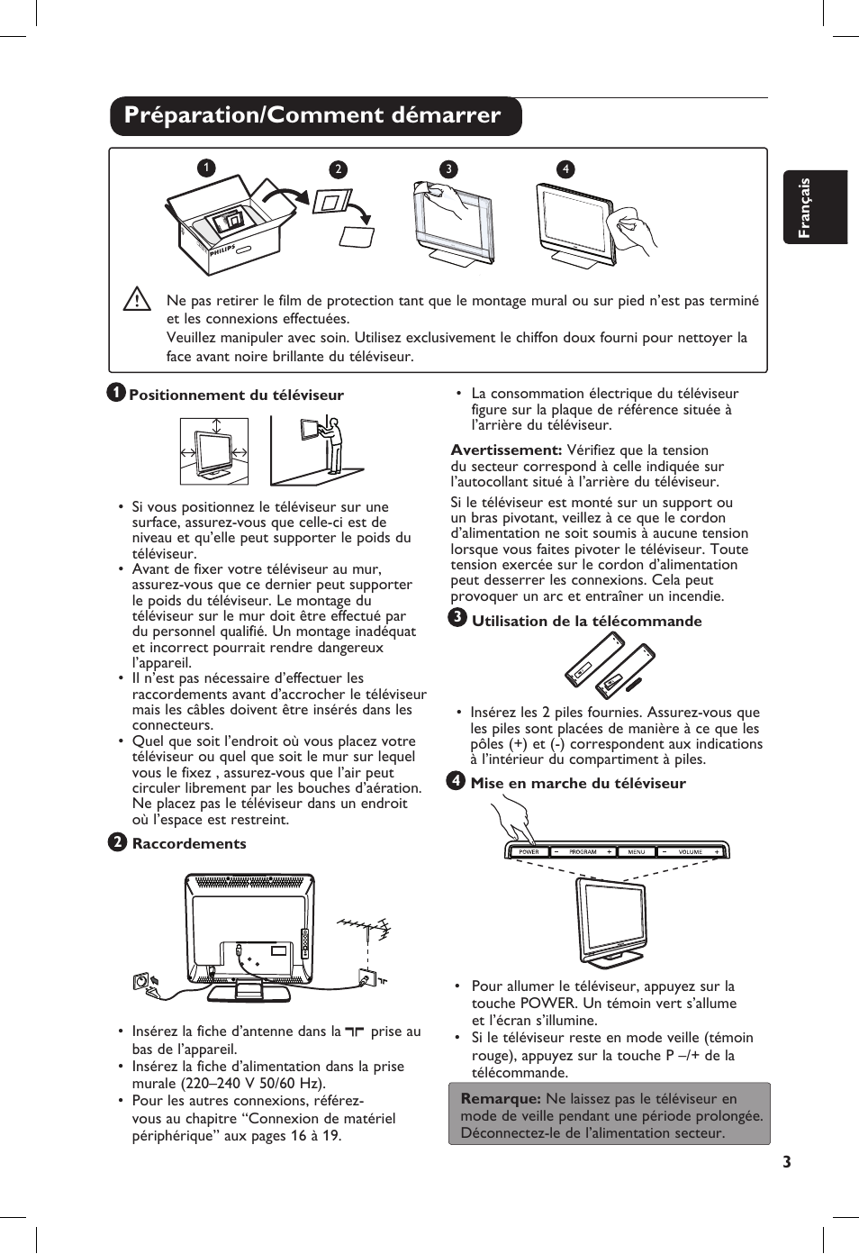 Préparation/comment démarrer | Philips 20PF User Manual | Page 31 / 272