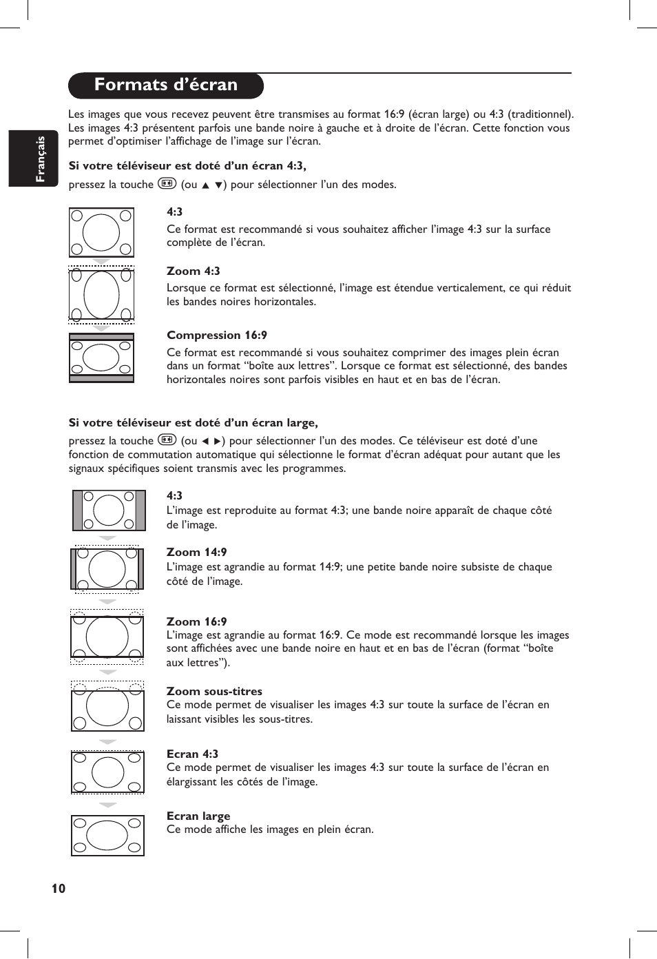 Formats d’écran | Philips 20PF User Manual | Page 38 / 272