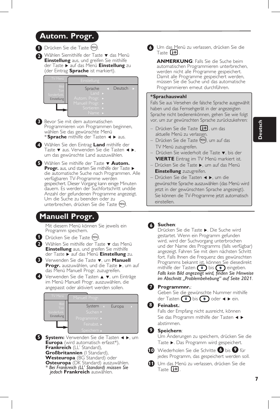 Manuell progr, Autom. progr | Philips 20PF User Manual | Page 79 / 272