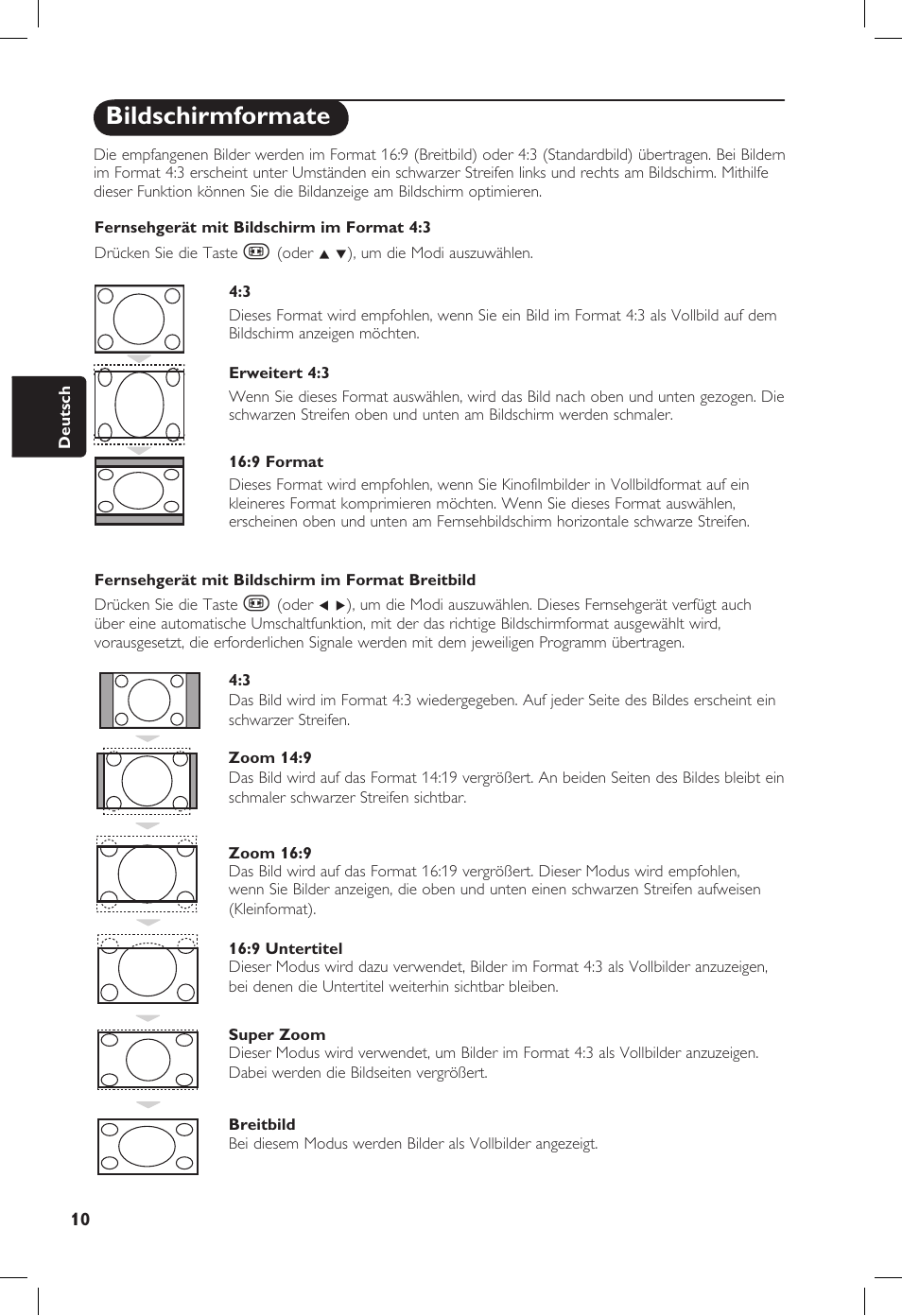 Bildschirmformate | Philips 20PF User Manual | Page 82 / 272