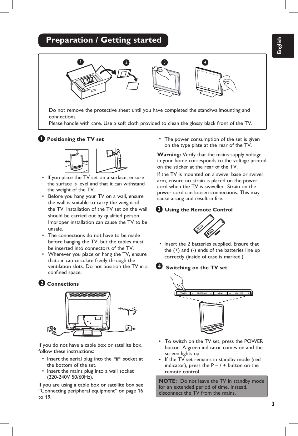 Preparation / getting started | Philips 20PF User Manual | Page 9 / 272